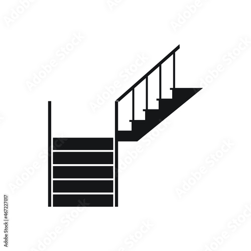 Black icon isolated on white background wooden staircase.