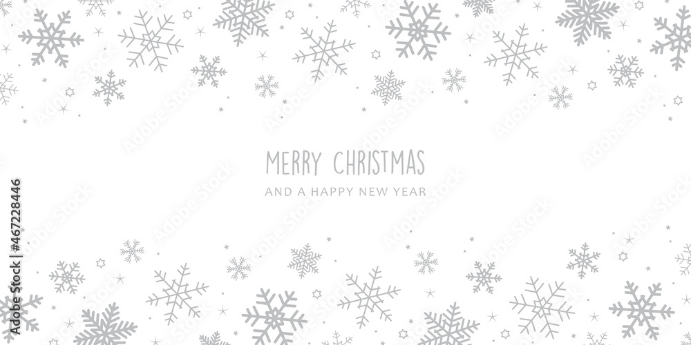 bright banner christmas card with snowflake border - obrazy, fototapety, plakaty 