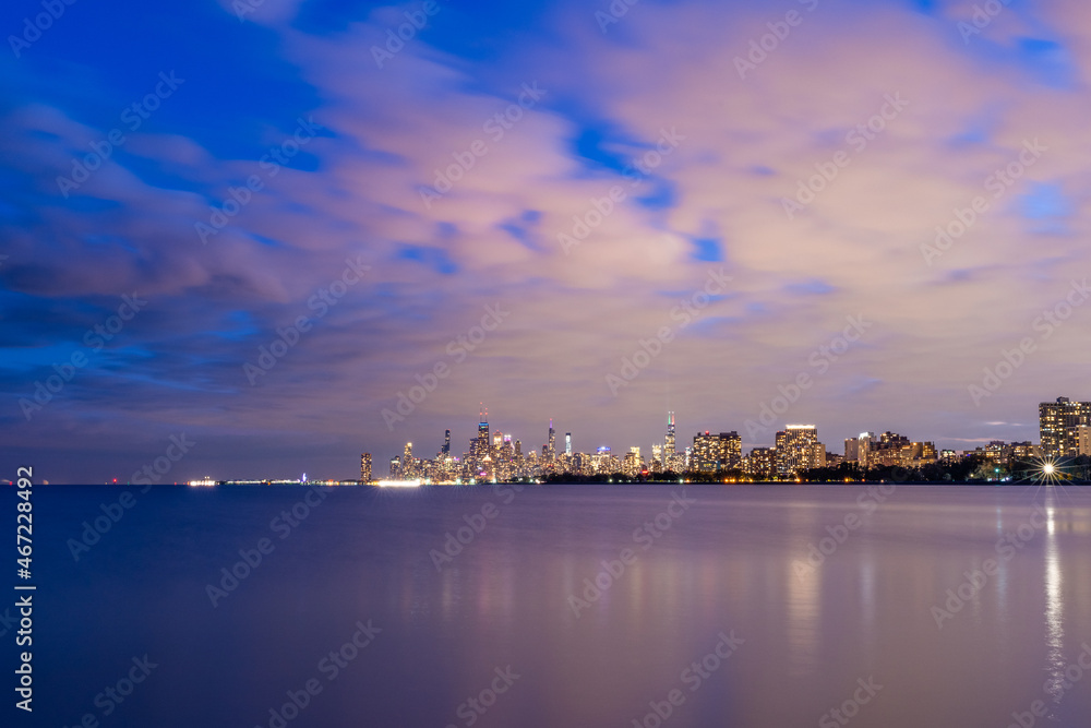Purple Chicago Skyline at Dusk