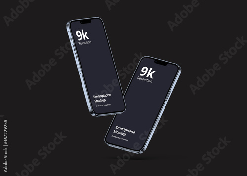 Sierra Blue Smartphone Mockup | Fully Editable File, Replaceable Screen, Separated Shadow and Background