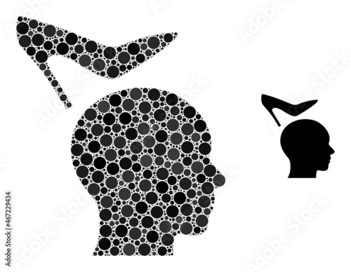 Fotografi Female domination vector composition of circle dots in different sizes and color tinges