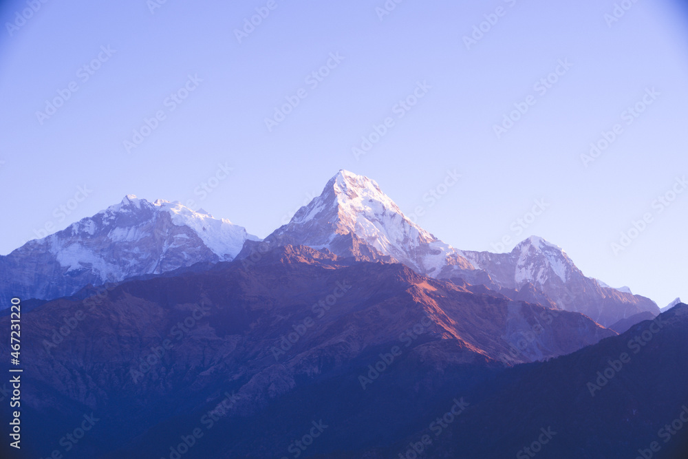ネパール ポカラからトレッキング絶景ポイント プーンヒルの朝日とアンナプルナなどヒマラヤ山脈の山々
