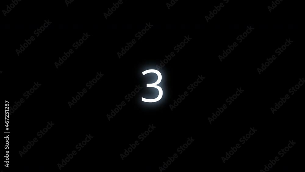Transition of the number three, 3, white on a black background. Animation in 4k Transition of the number three, 3, white on a black background. Animation in 4k