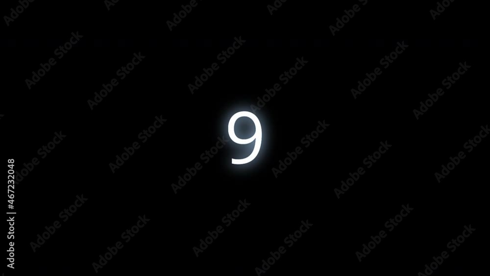 Transition of the number nine, 9, white on a black background. Animation in 4k Transition of the number nine, 9, white on a black background. Animation in 4k