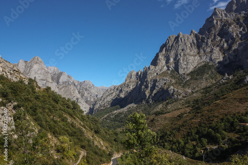 General view of the valley at Cares Natural Park in the north of Spain