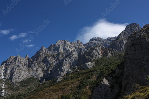 Clouds looming behind the peaks at Cares Natural Park in the north of Spain
