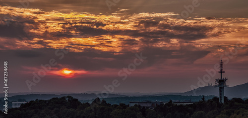 Pink sunset in Krakow