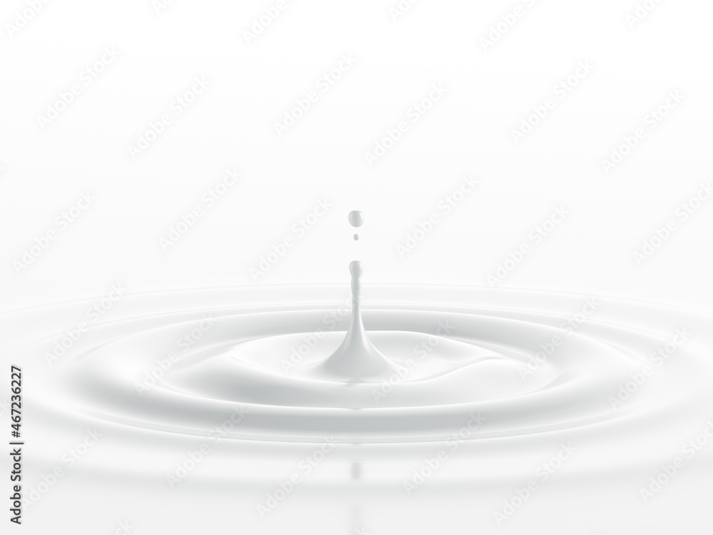 A drop of milk 3D render. Milk background with a drop of milk. 3D illustration