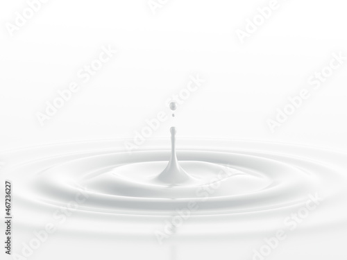 Obraz na płótnie A drop of milk 3D render. Milk background with a drop of milk. 3D illustration w salonie