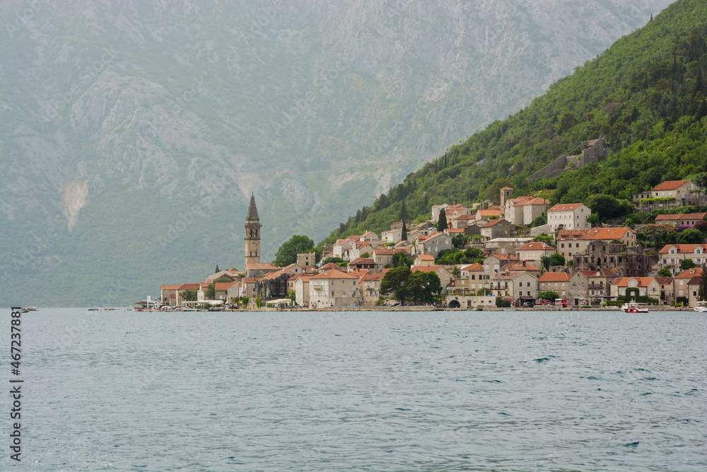 Perast city in the Boka Kotor Bay in Montenegro