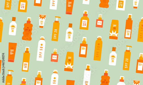 Vector spf sunscreen cosmetics seamless pattern