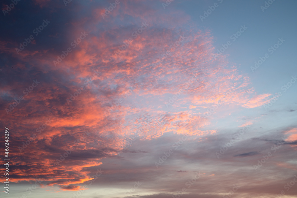 Sky with red-colored clouds