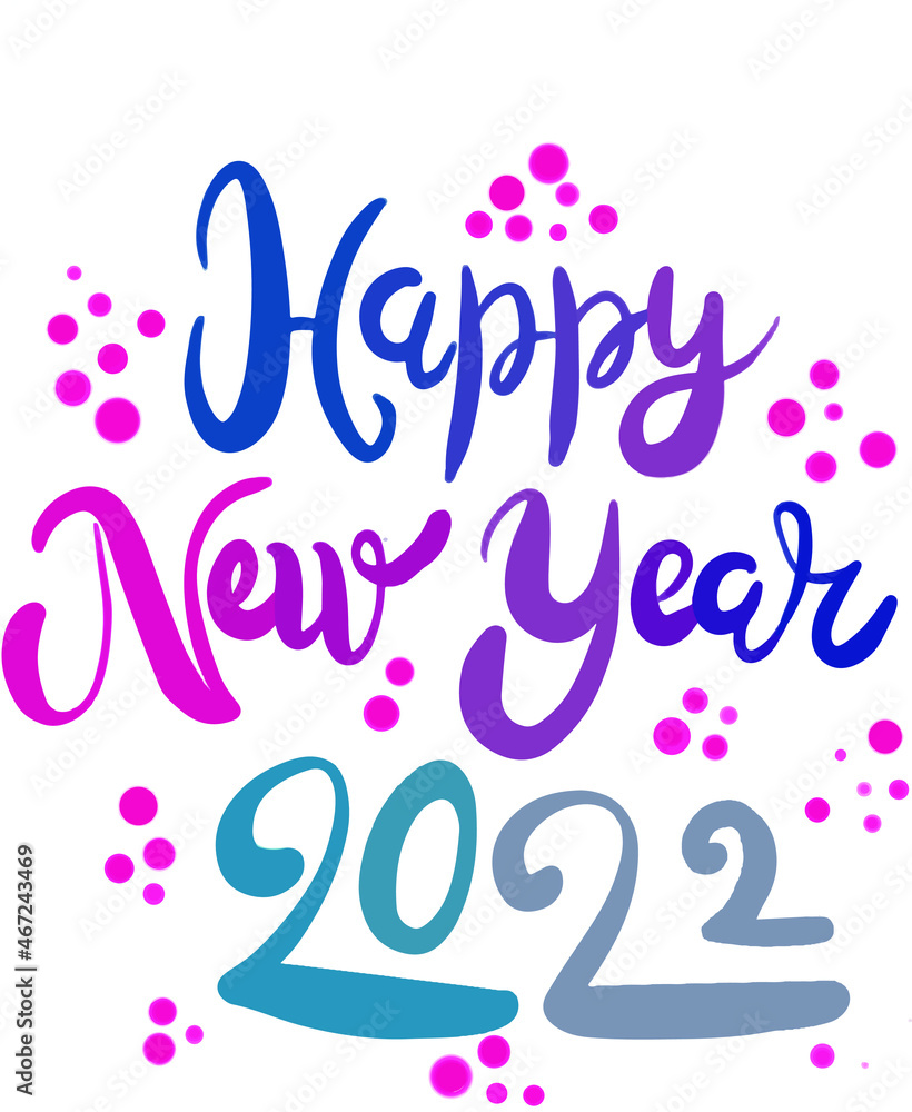 2022  NEW YEAR script text hand lettering. Design template Celebration