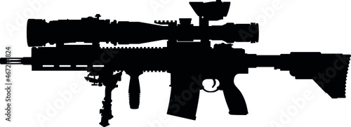 Germany German fully automatic machine gun sniper rifle G28 Military designation G-28 MR308, MR762, 241 assault rifle, precision rifle with telescopic sight NATO. silhouette