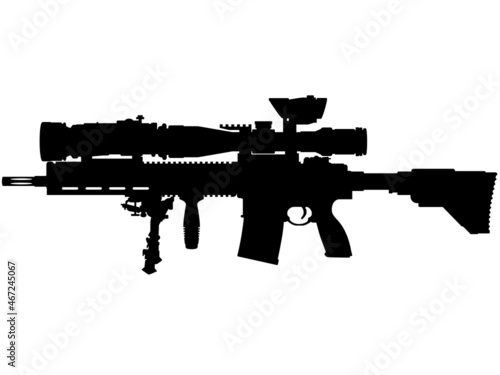 Germany German fully automatic machine gun sniper rifle G28 Military designation G-28 MR308, MR762, 241 assault rifle, precision rifle with telescopic sight NATO. silhouette photo