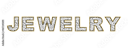 Sign Jewelry Store. Elite Golden Font. Luxury Alphabet Letters and Numbers