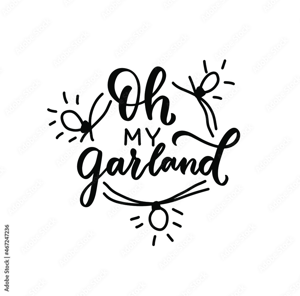 Oh my gnomes. Funny hand lettering holiday quote. Modern calligraphy. Mugs design elements phrase