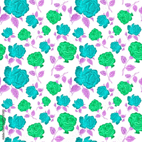 Seamless flowers pattern. Flowers background. Design for clothing  wallpaper  textiles  curtains.