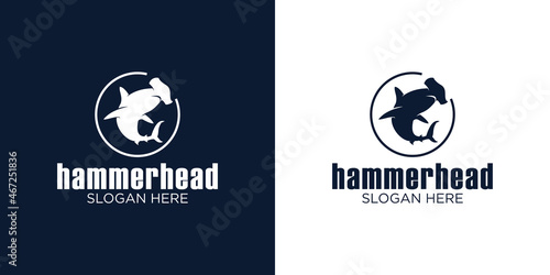 Hammerhead silhouette logo design template