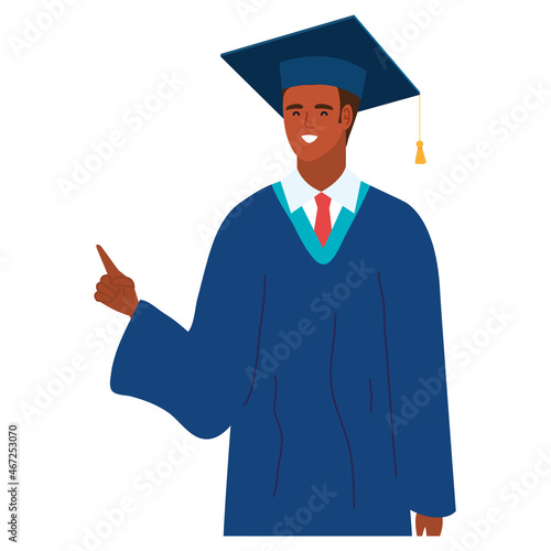 happy man afro graduate