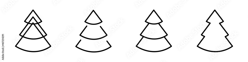 Christmas tree icons set. linear style symbols collection. Vector illustrations, isolated on white background Christmas tree icons set. linear style symbols collection. Vector illustrations, isolated on white background