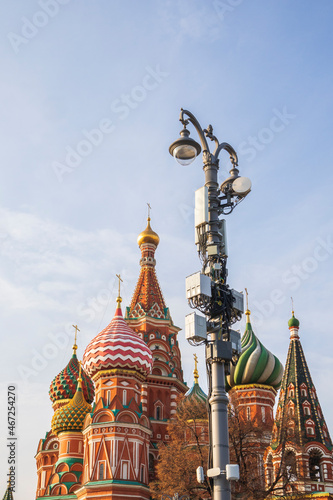 Photography cellular antena mast tower Kremlin Moscow center city