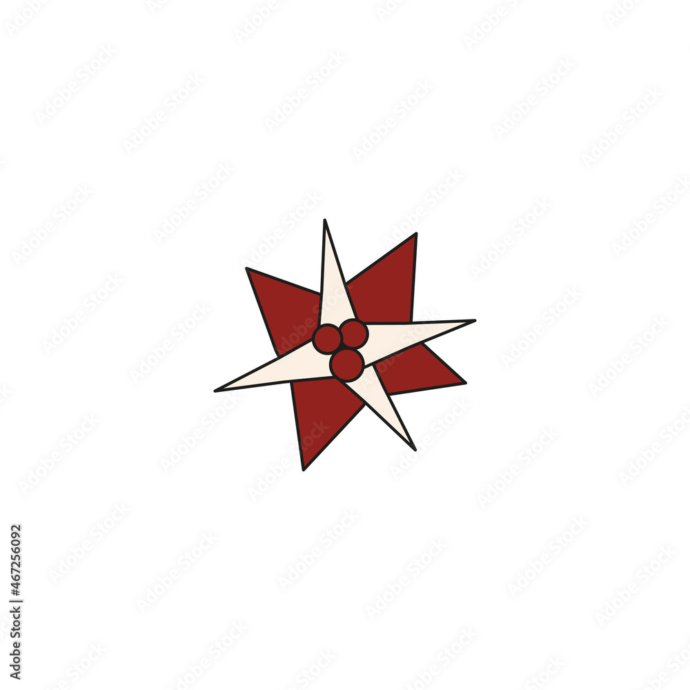 christmas and new year concept. hand drawn doodle element for christmas. poinsettia flower. isolated vector illustration on white background christmas and new year concept. hand drawn doodle element for christmas. poinsettia flower. isolated vector illustration on white background