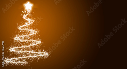 Foto Fondo naranja navideño con árbol de navidad en luces.