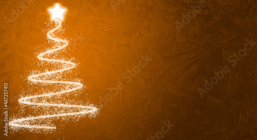 Tableau sur toile Fondo naranja navideño con árbol de navidad en luces.