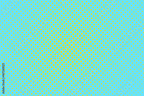 Pop art colorful comics book magazine cover. Polka dots blue and yellow background. Cartoon funny dotted retro pattern. Vector halftone illustration. Template design for poster, card, flyer