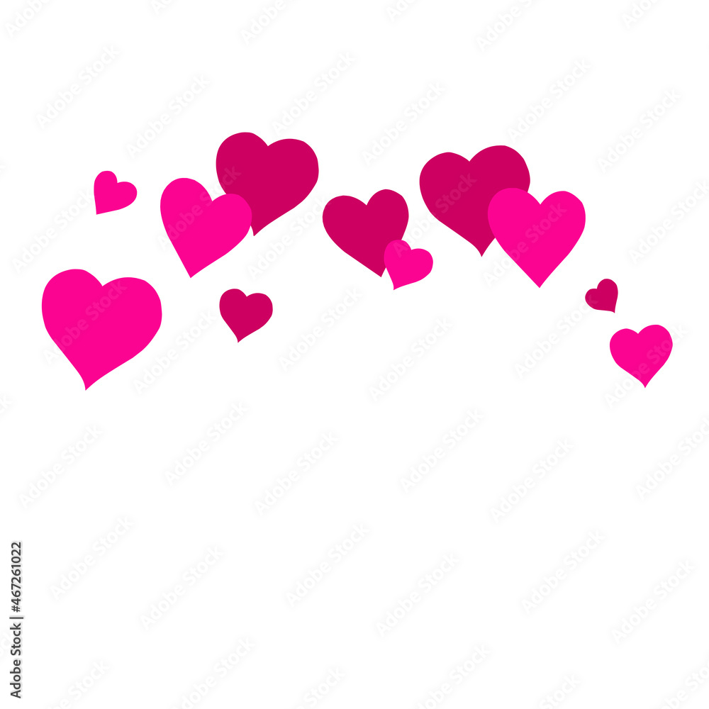 lots of pink heart icon scattered. symbol of heart full of love, romance, valentine
