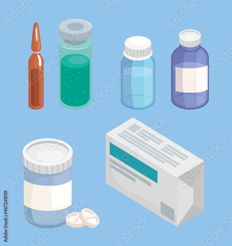 six medicine pharmacy icons
