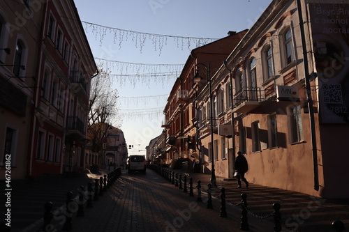 central street in Minsk with various objects