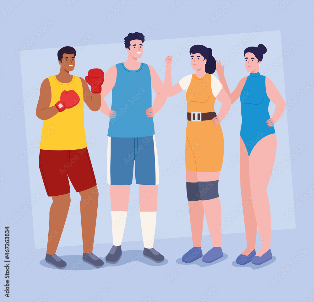 four athletes sporters characters four athletes sporters characters