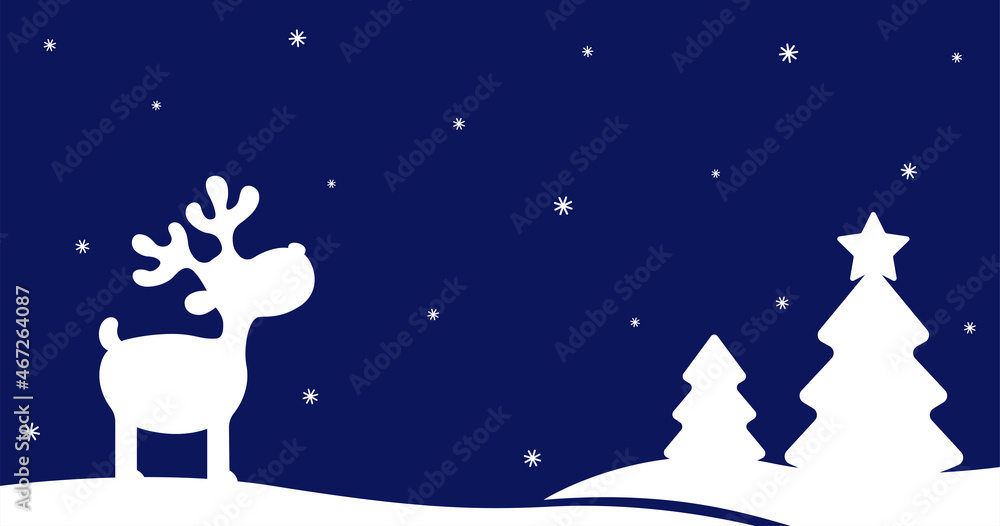 Vector silhouette reindeer Rudolph on dark background. Wonderland christmas background. Vector silhouette reindeer Rudolph on dark background. Wonderland christmas background.