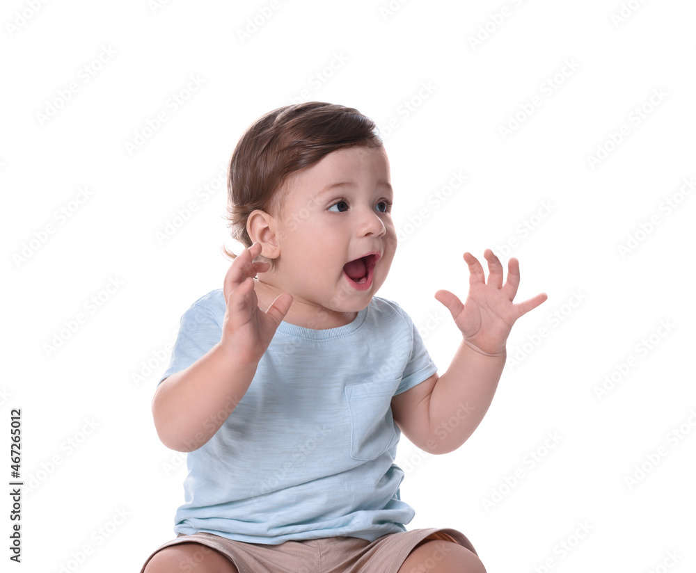 Cute little boy isolated on white. Adorable child Cute little boy isolated on white. Adorable child