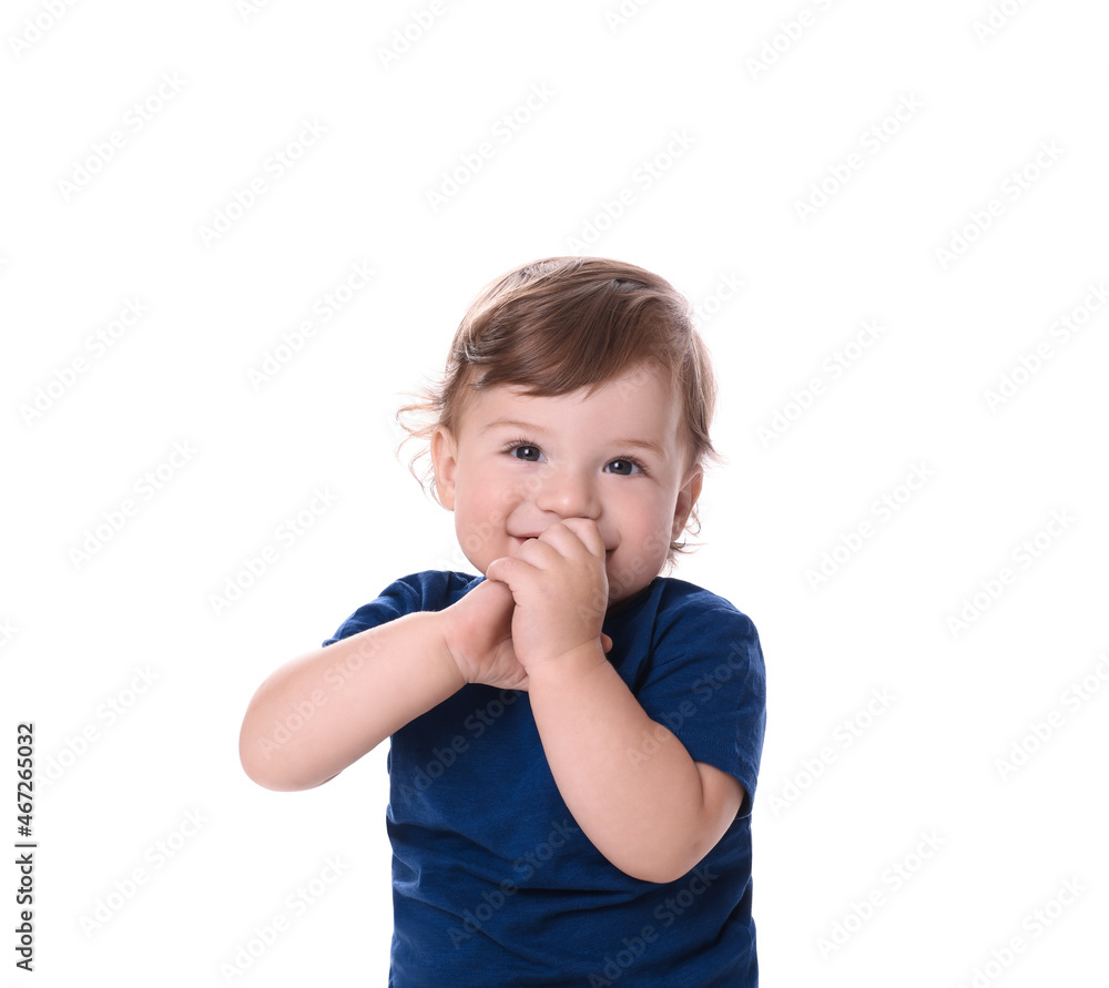 Cute little boy isolated on white. Adorable child Cute little boy isolated on white. Adorable child