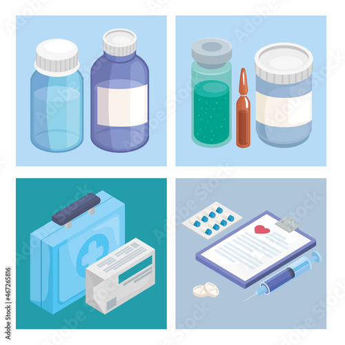four medicine pharmacy icons © Gstudio