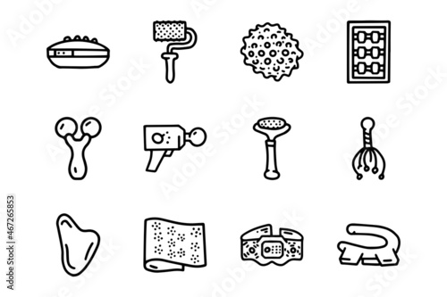 Massagers line vector doodle simple icon set
