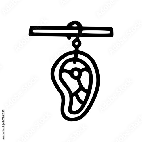 hanging meat slice line vector doodle simple icon