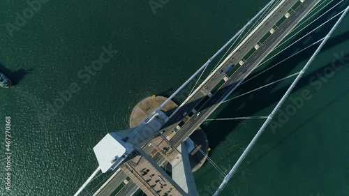 Aerial view of the Yi Sunsin bridge in Gwangyang. Korea.
바다를 가로지르는 광양 이순신 대교. photo