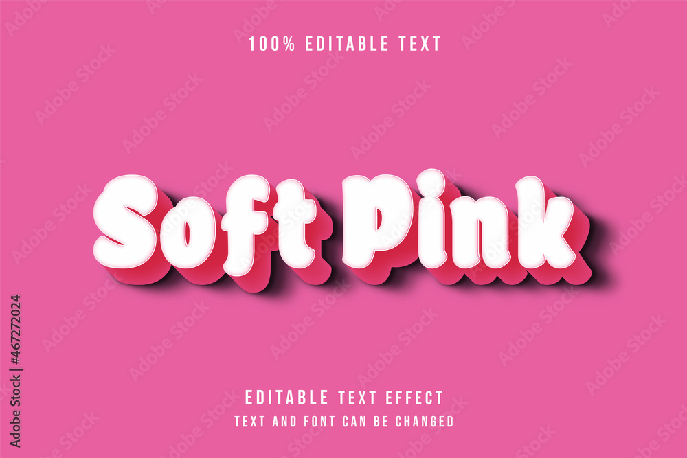 Soft pink,3 dimensions editable text effect white pink modern shadow style Soft pink,3 dimensions editable text effect white pink modern shadow style