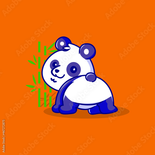 Cute modern Ilustration panda animal character logo design