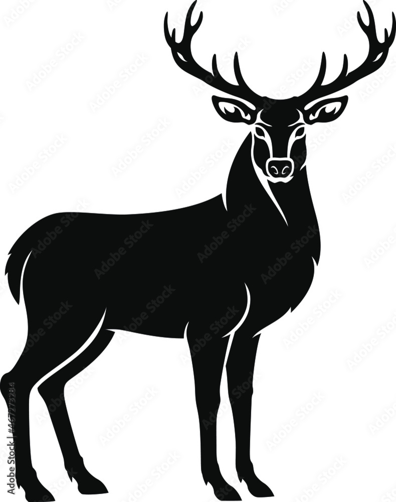 Fototapeta premium Silhouette of Red Deer Standing