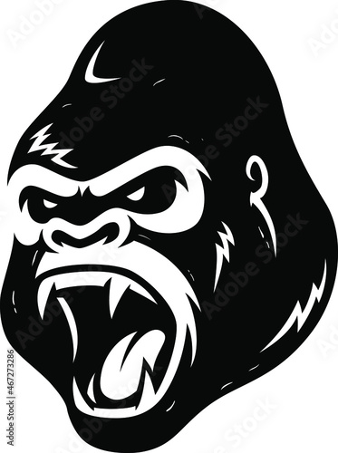 Head of Aggressive Gorilla Roaring