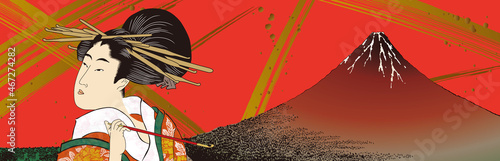 凱風快晴＆美人五面相 煙管を持つ女	　ワイドバージョン	
