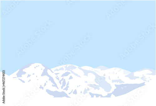 冬の雪山のある風景
