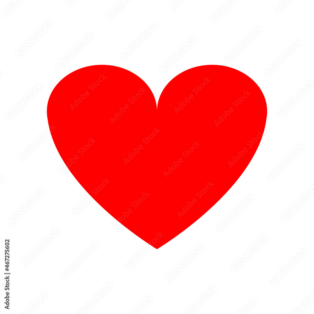 red heart love symbol isolated on white background