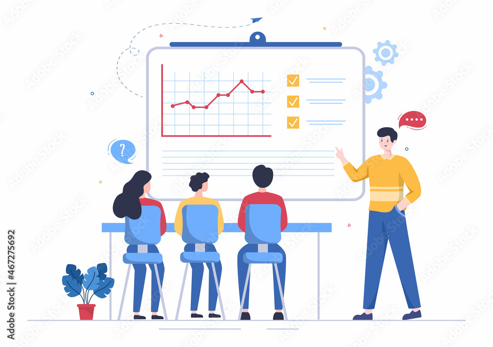 Presentation Marketing Planning Cartoon Vector Illustration. Businessman Plan Strategy and Business Meeting to Carry out the New Project Concept Presentation Marketing Planning Cartoon Vector Illustration. Businessman Plan Strategy and Business Meeting to Carry out the New Project Concept