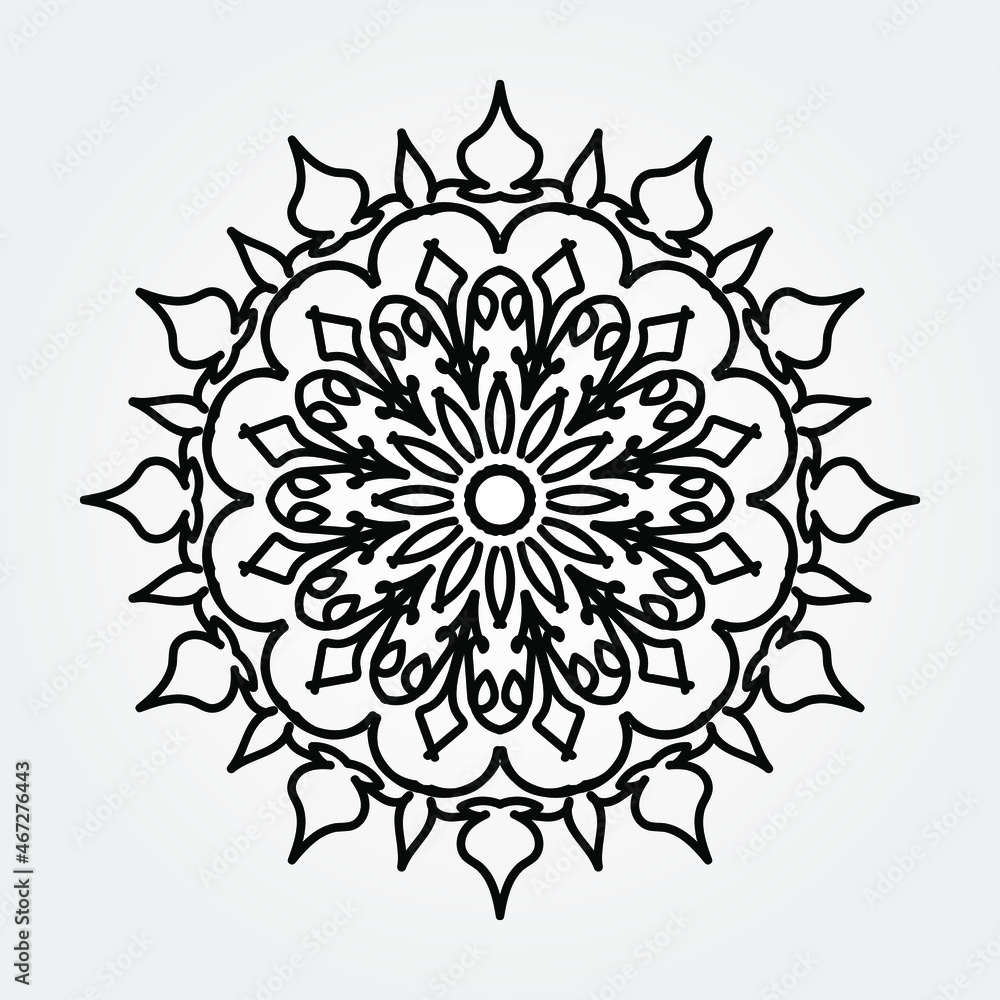 Indian Ornament black white card with mandala Indian Ornament black white card with mandala